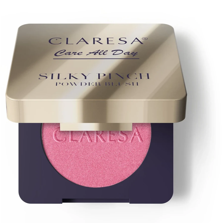 CLARESA Care All Day SILKY PINCH POWDER BLUSH pudrowy róż do policzków 01 HIBISCUS.webp