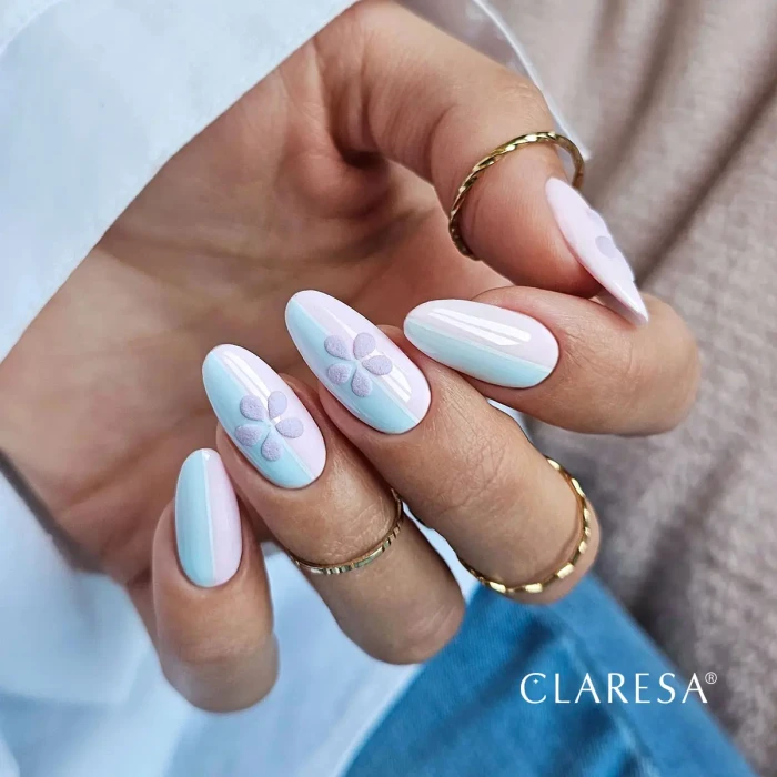 Pastelowe paznokcie hybrydowe baby blue i róż – wiosenny manicure Ciao Pastel