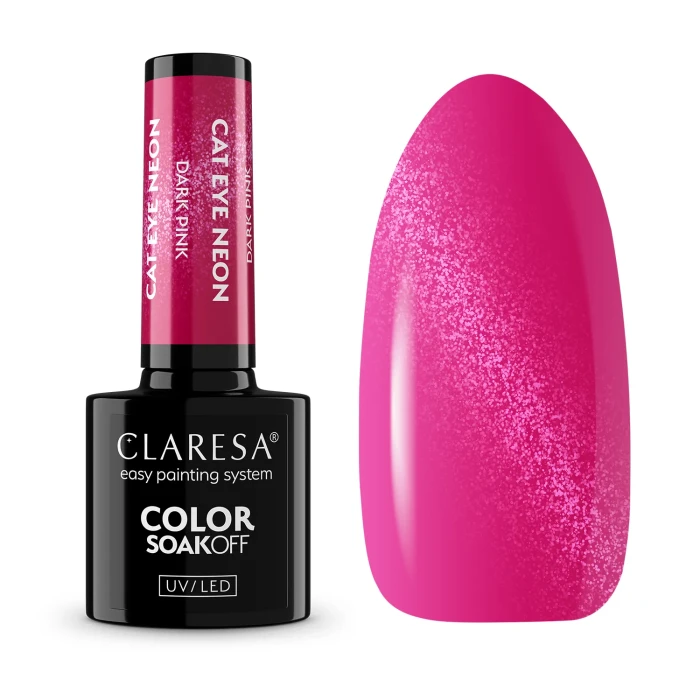Claresa lakier hybrydowy Cat Eye Neon Dark Pink 5g.webp
