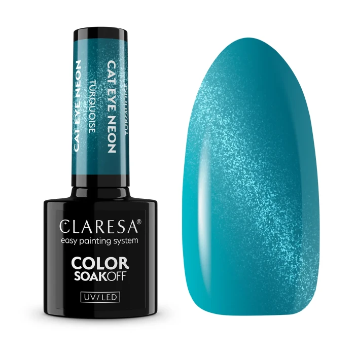 claresa lakier hybrydowy cat eye neon turquoise.webp