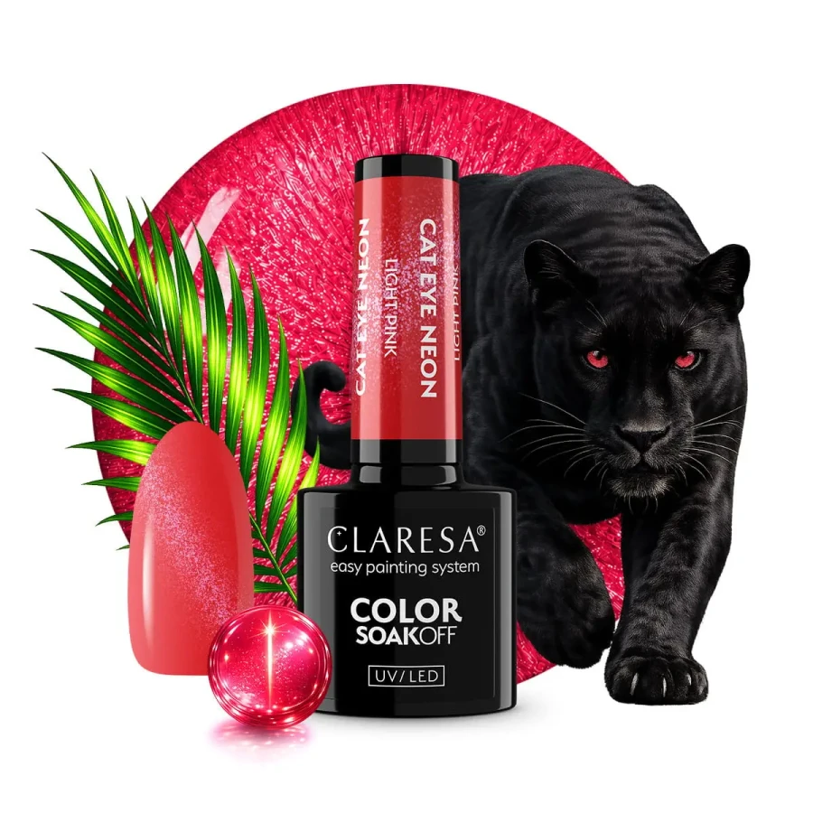 claresa lakier hybrydowy cat eye neon light pink.webp