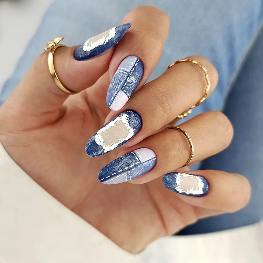 Stylizacja paznokci lakierami hybrydowymi Claresa DENIM.webp