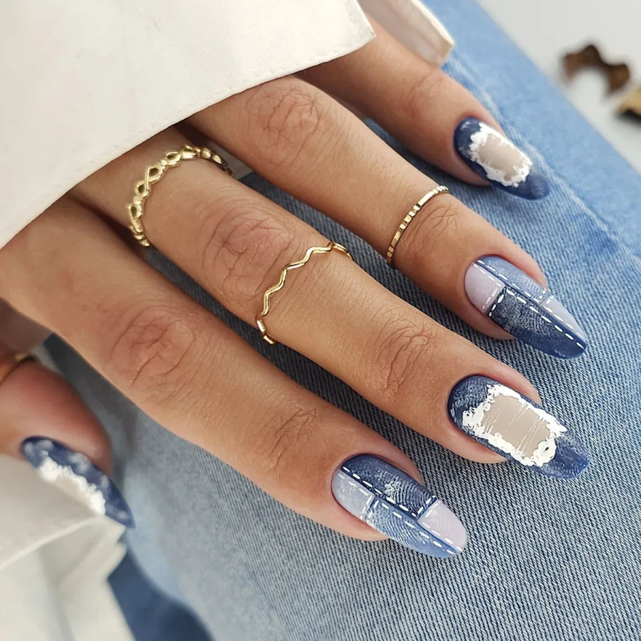Stylizacja paznokci lakierami hybrydowymi Claresa DENIM.webp