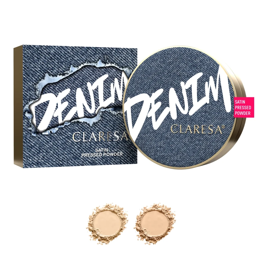 Claresa SATIN PRESSED POWDER satynowy prasowany puder, DENIM COLLECTION.webp