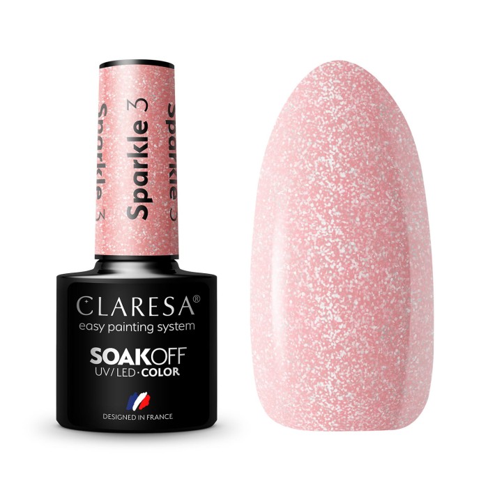 sparkle 3, lakier hybrydowy z brokatem