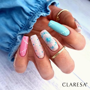 stylizacja paznokci z Cover Gel, Kiss Me 3, White 1000, Green Winks 4, Fluo 7, Shake 4, Top glitter silver