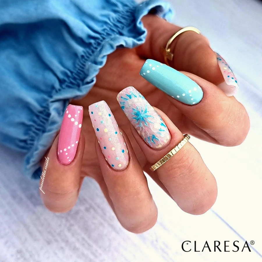 stylizacja paznokci z Cover Gel, Kiss Me 3, White 1000, Green Winks 4, Fluo 7, Shake 4, Top glitter silver