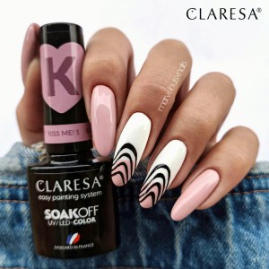 Manicure hybrydowy z Kiss Me! 1, White 1000, paint gel black