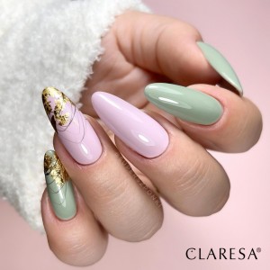 zielono różowy manicure hybrydowy z Green 800, spider gel black, FM 11