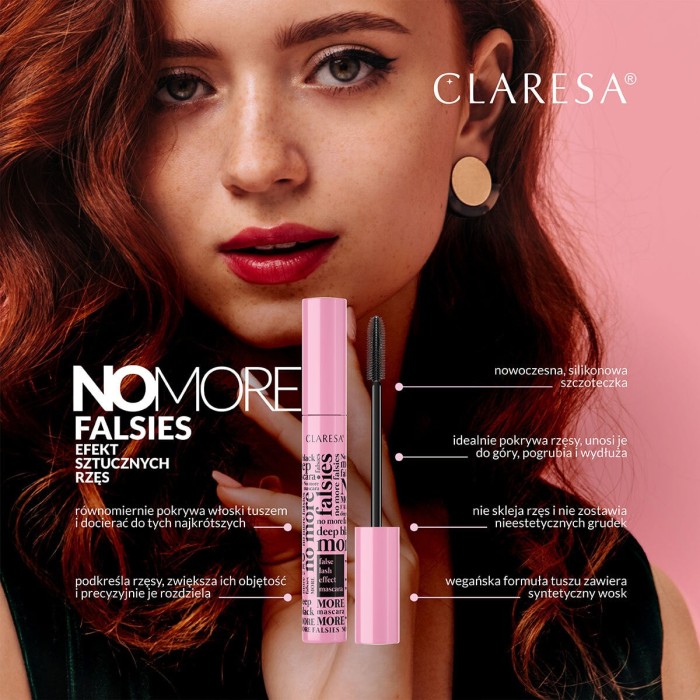 Claresa NO MORE FALSIES DEEP BLACK Pogrubiający tusz efekt sztucznych rzęs.jpg
