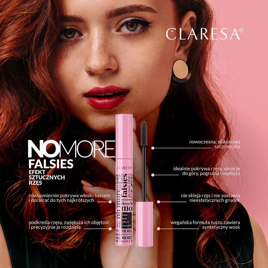 Claresa NO MORE FALSIES DEEP BLACK Pogrubiający tusz efekt sztucznych rzęs.jpg
