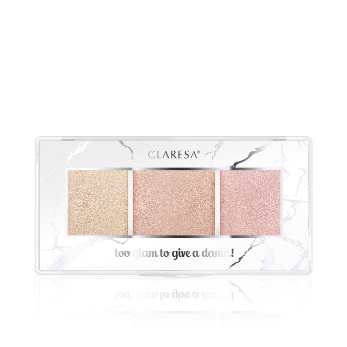 Claresa Paleta rozświetlaczy TOO GLAM TO GIVE A DAMN 12 golden glow