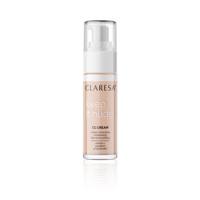 CLARESA Nawilżający krem-podkład wyrównujący koloryt cery KEEP IT NUDE! 102 WARM MEDIUM