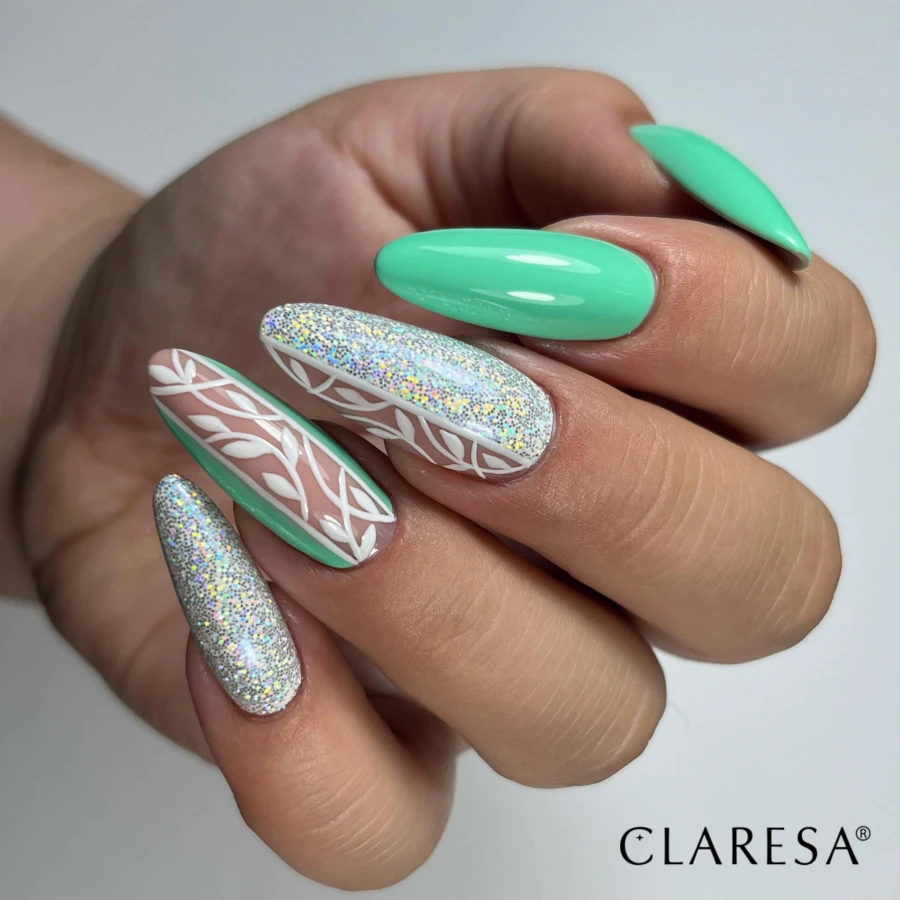 Summer stories 2,  paint gel white, Quartz 1 silver pyłek-