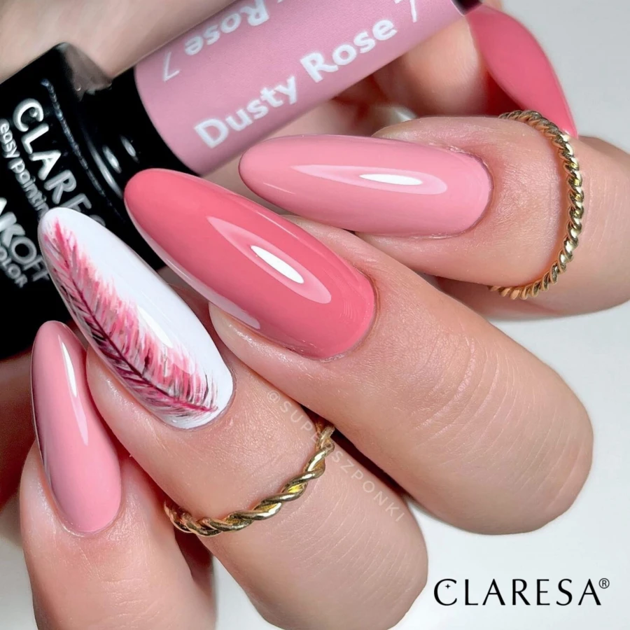 Dusty Rose 6, 7, White 1000, paint gel black-wzorki-paznokcie-hybrydowe