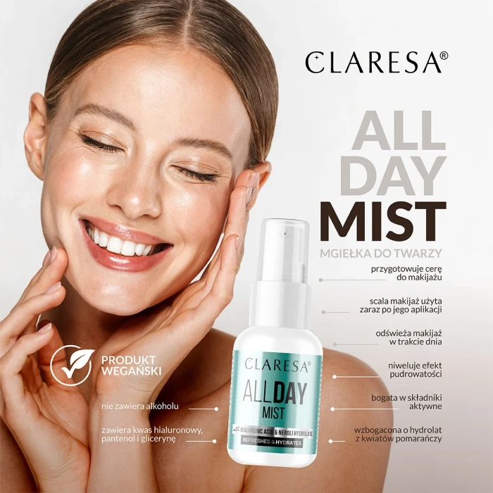 Claresa ALL DAY MIST Nawilżająco-odświeżająca mgiełka do twarzy 50ml