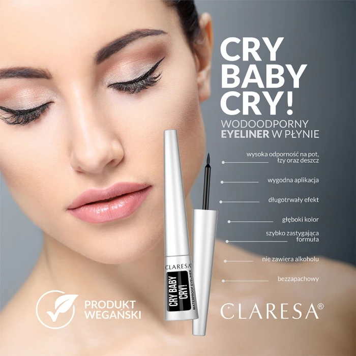 Claresa CRY BABY CRY! wodoodporny eyeliner w płynie 4g