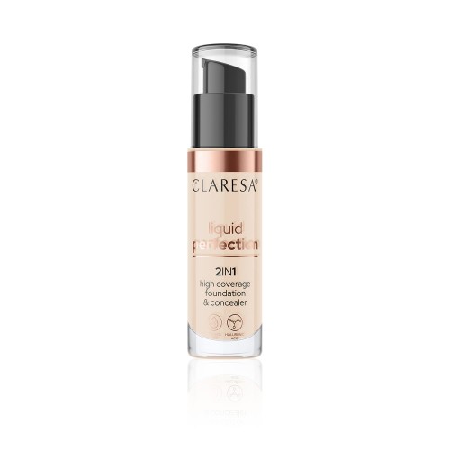 CLARESA 2W1 korektor i podkład kryjący LIQUID PERFECTION 102 WARM MEDIUM 34g