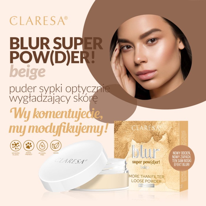 CLARESA BLUR SUPER POW(D)ER! BEIGE puder sypki wygładzający 12g