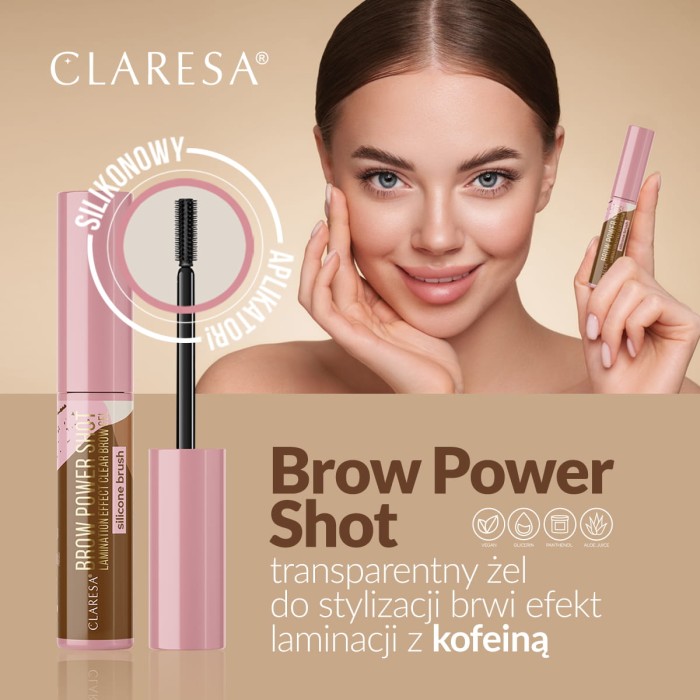 CLARESA BROW POWER SHOT transparentny żel do stylizacji brwi 8g