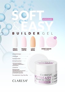 Claresa Żel budujący SOFT&EASY builder gel milky white 90g