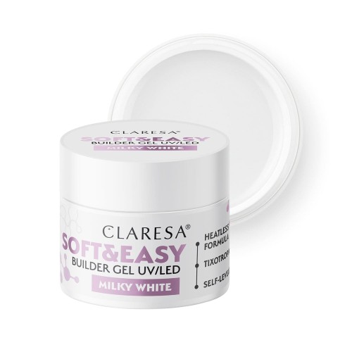 Claresa Żel budujący SOFT&EASY builder gel milky white 90g