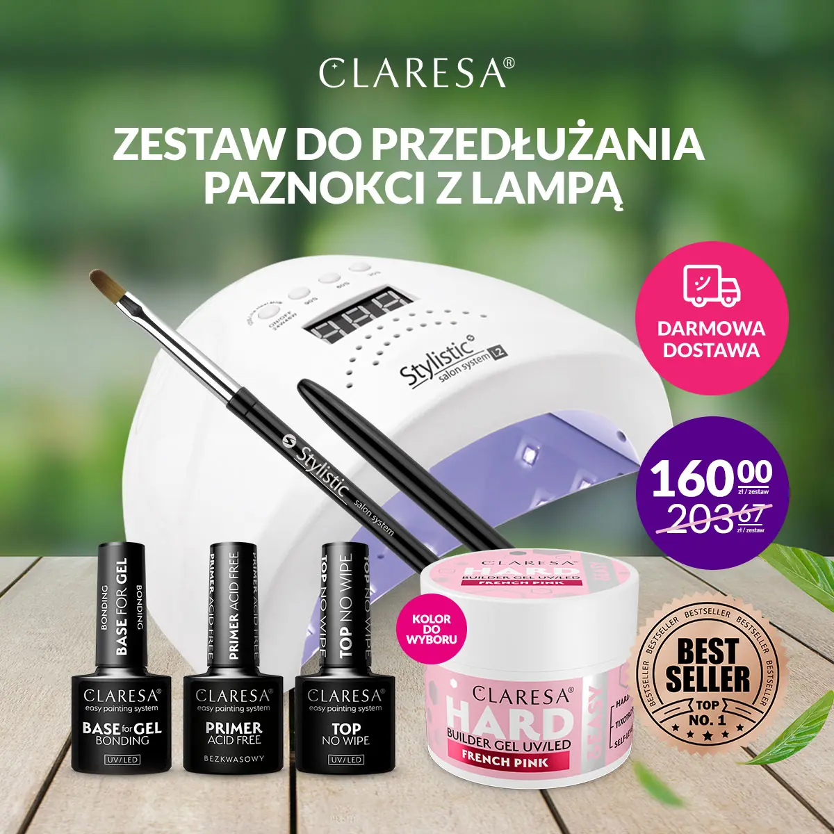 Zestaw do przedłużania paznokci z lampą UV/LED