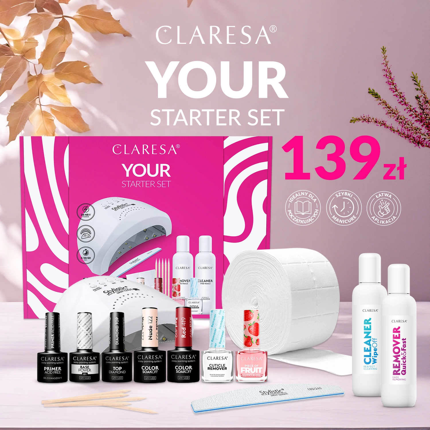 Zestaw startowy do manicure hybrydowego