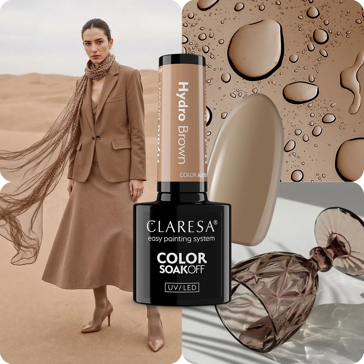 Claresa Hydro Brown – efekt na paznokciach