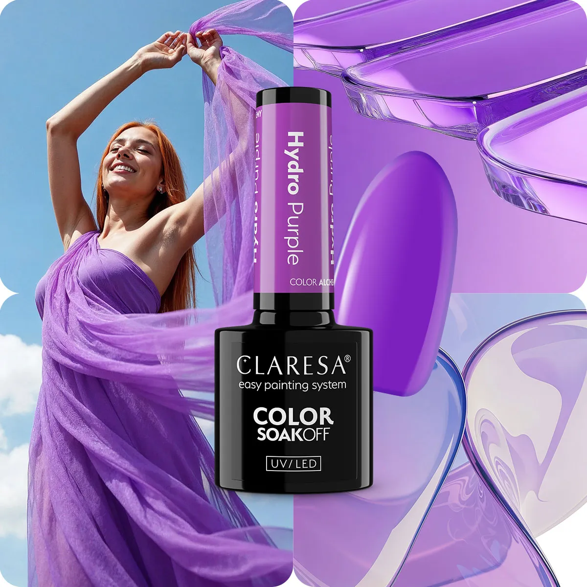Claresa Hydro Purple – efekt na paznokciach