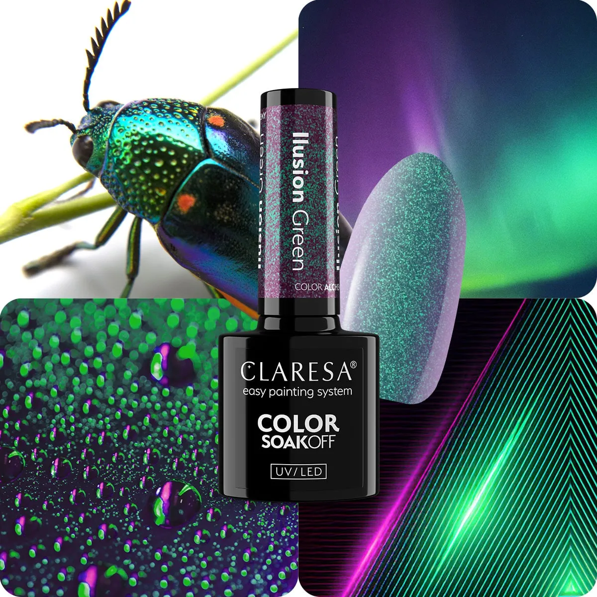 Claresa Ilusion Green – efekt na paznokciach