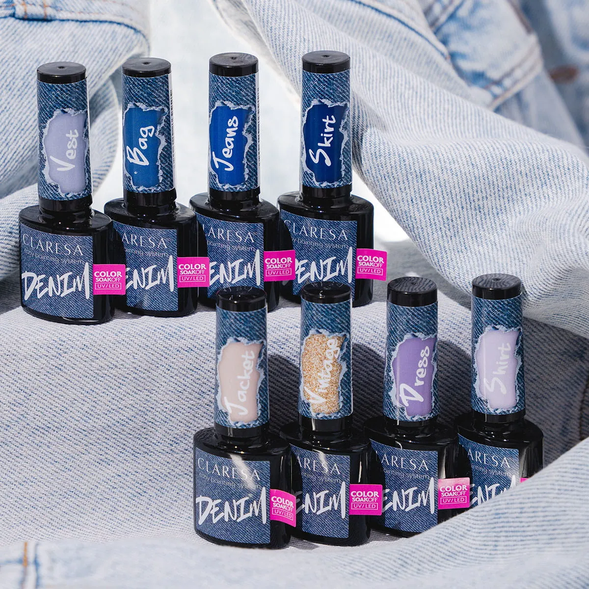 Lakiery hybrydowe Claresa DENIM niebieski manicure