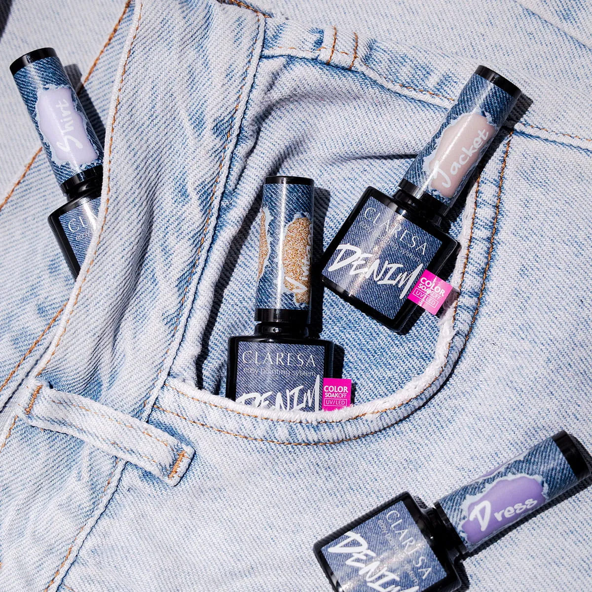 Stylizacja paznokci lakierami hybrydowymi Claresa DENIM
