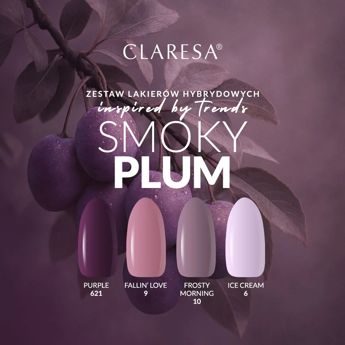 Zestaw lakierów Claresa Smoky Plum – stylizacja