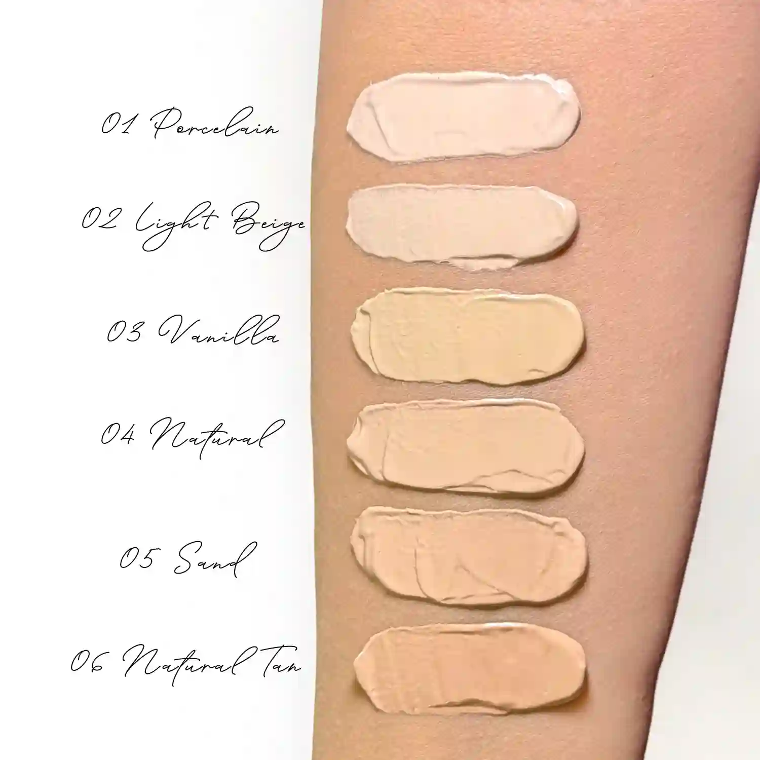 Swatche podkładu Everlasting Matte Skin Foundation