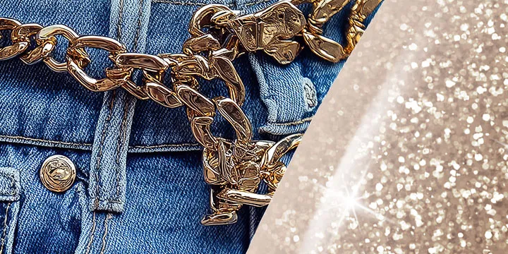 Claresa lakier hybrydowy Denim Vintage ze złotymi drobinami