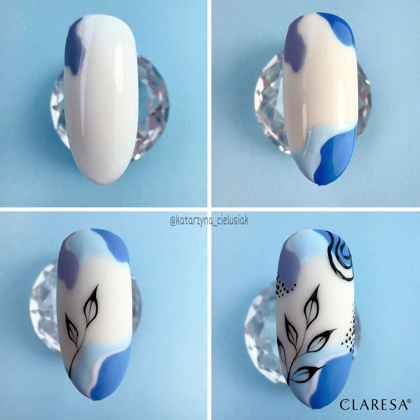 niebieskie zdobienie paznokci