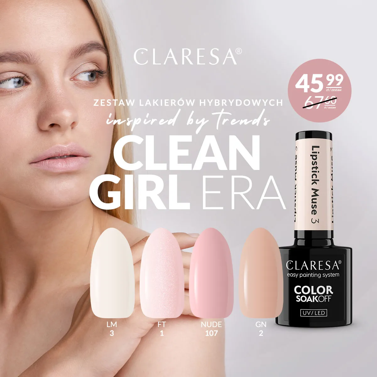 claresa zestaw lakierów hybrydowych clean girl era.webp